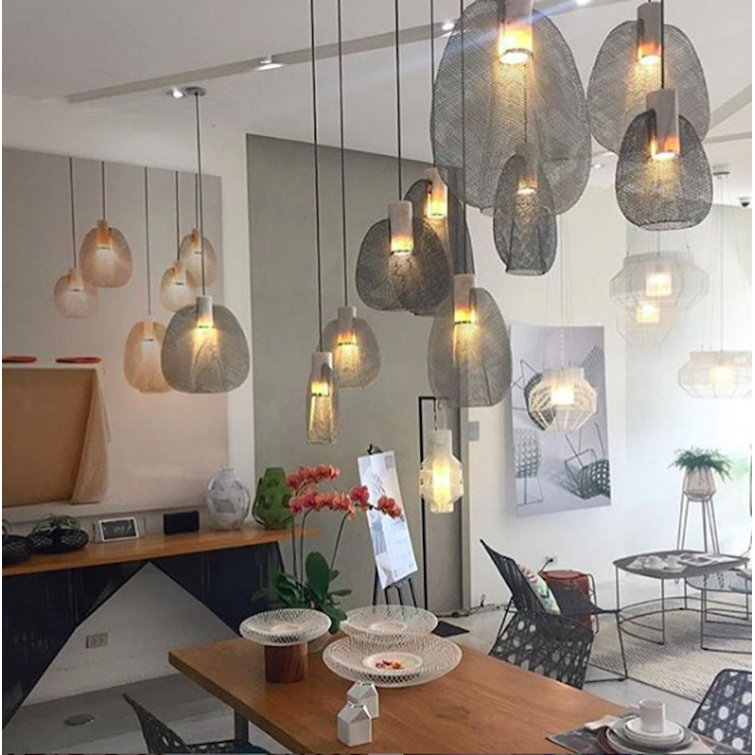 Gray Geometric Iron Single Pendant Light
