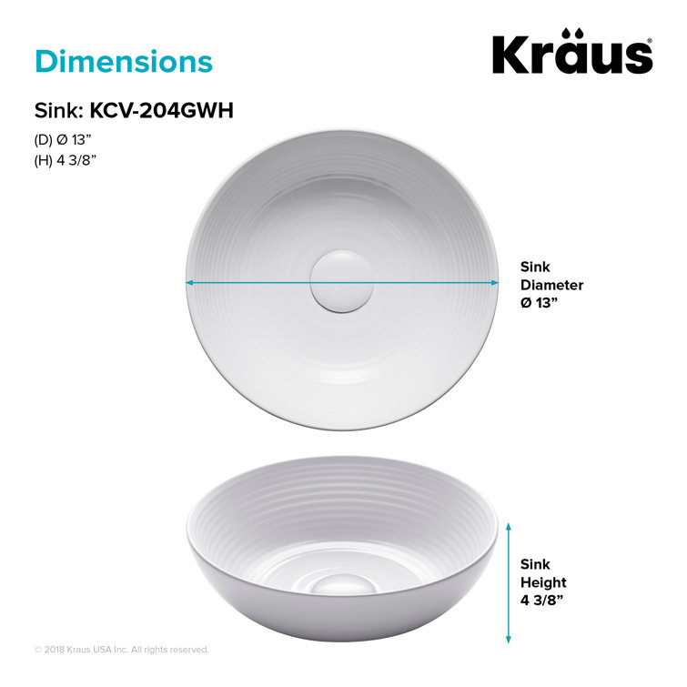 Viva 13" Round White Ceramic Vessel Bathroom Sink