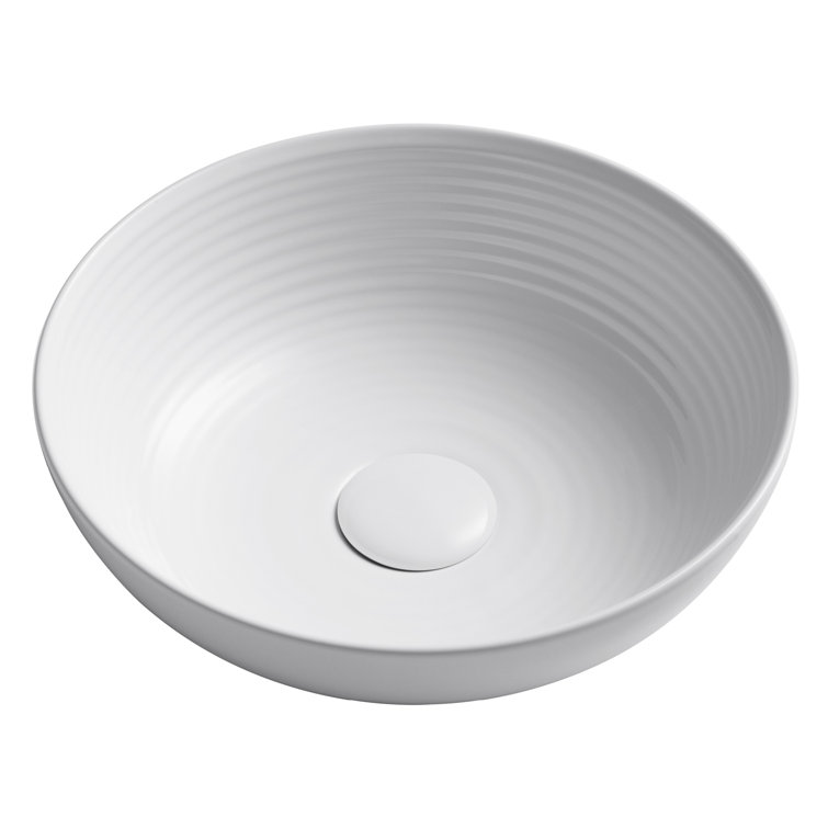 Viva 13" Round White Ceramic Vessel Bathroom Sink