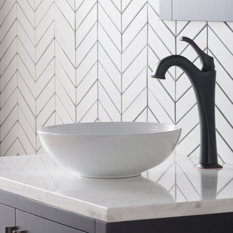 Viva 13" Round White Ceramic Vessel Bathroom Sink