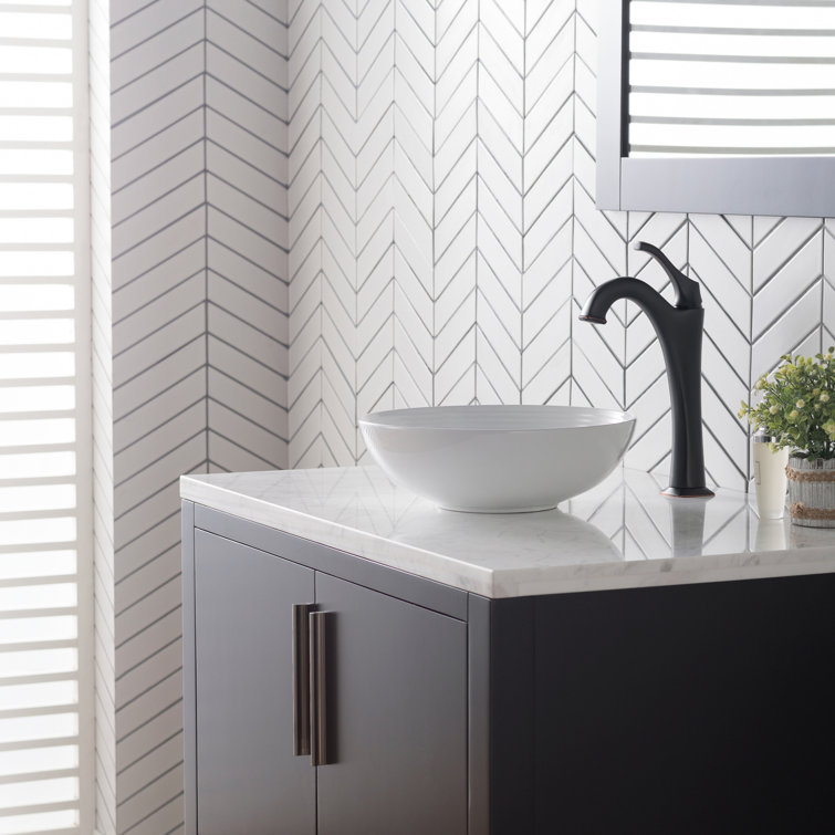 Viva 13" Round White Ceramic Vessel Bathroom Sink
