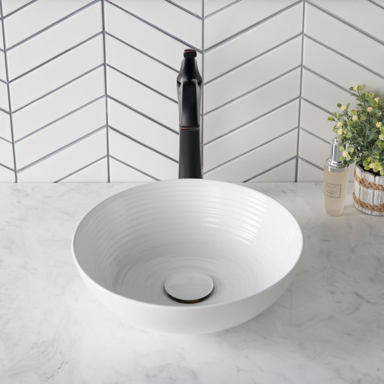 Viva 13" Round White Ceramic Vessel Bathroom Sink