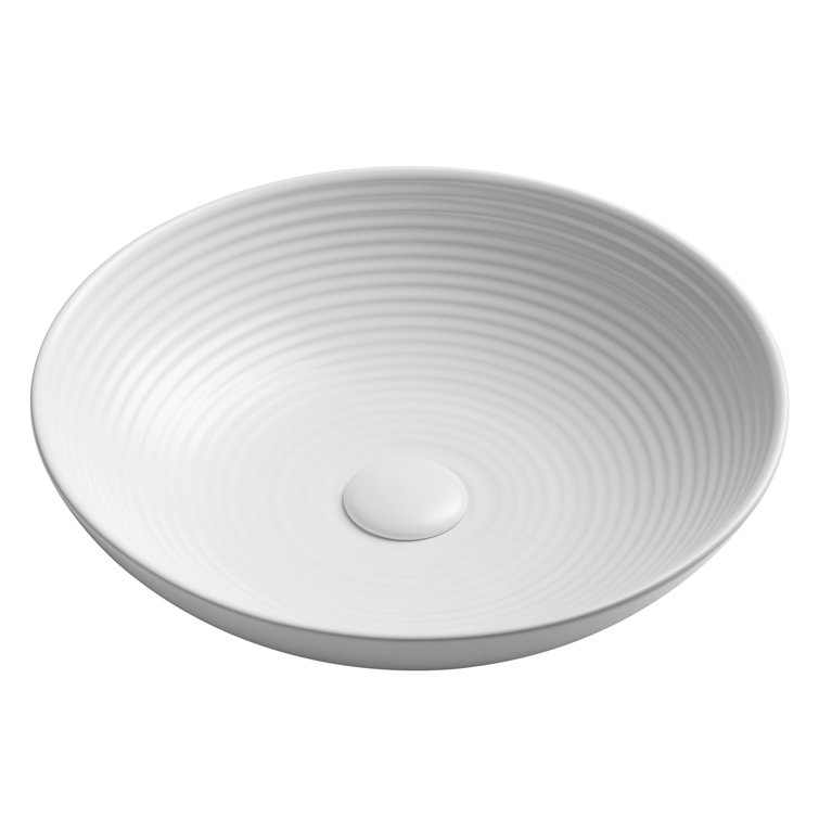 Viva Round White Ceramic Vessel Bathroom Sink, 16 1/2 in.