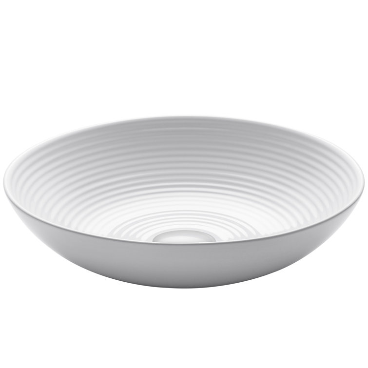 Viva Round White Ceramic Vessel Bathroom Sink, 16 1/2 in.