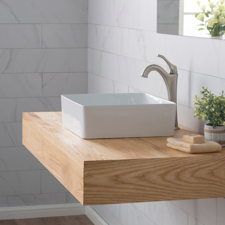 Viva White Square Ceramic Vessel Bathroom Sink