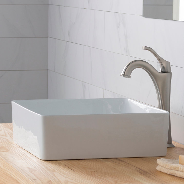 Viva White Square Ceramic Vessel Bathroom Sink