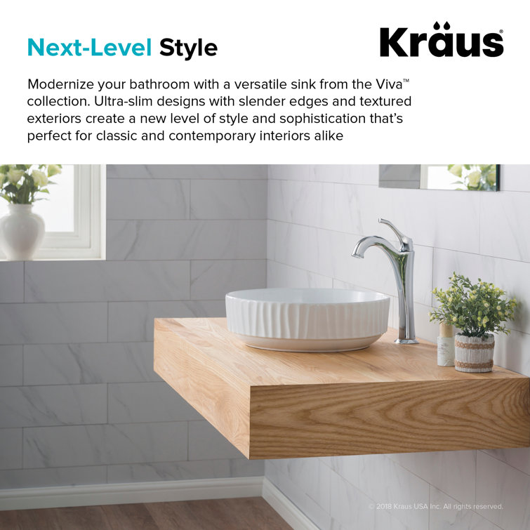 White Round Ceramic Vessel Bathroom Sink with Ultra-Slim Edges