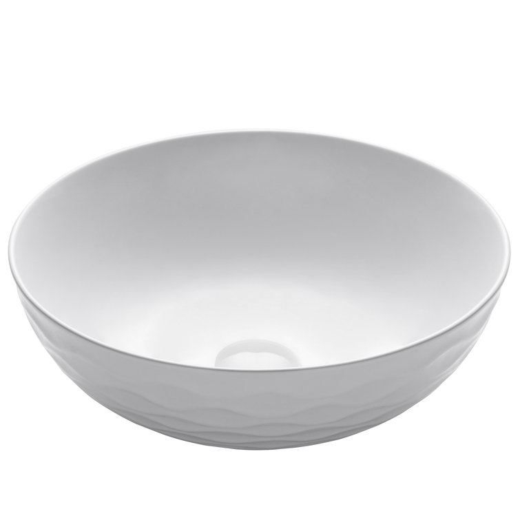 Viva Round White Ceramic Vessel Bathroom Sink, 16 1/2 in.