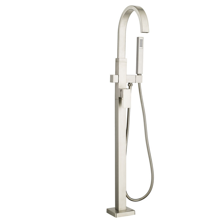 Brushed Nickel Freestanding Tub Filler with Hand Shower
