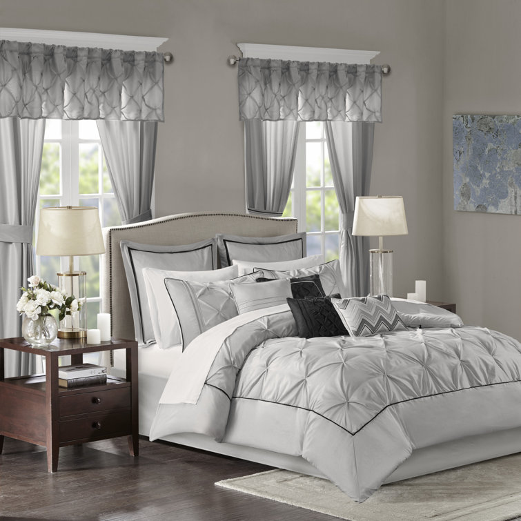 Joella Gray Microfiber Queen 24-Piece Bedding Set