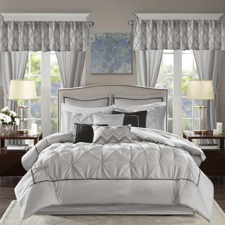 Joella Gray Microfiber Queen 24-Piece Bedding Set