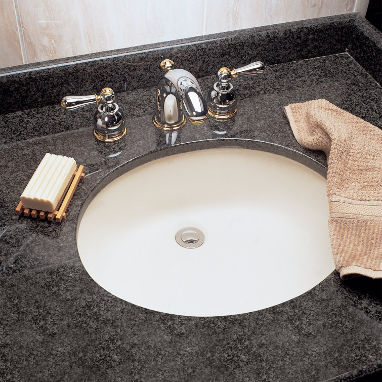 Ovalyn White Ceramic Oval Bathroom Sink with Overflow