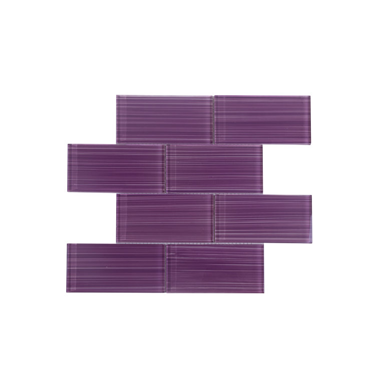 Hand Painted Violet Glass Subway Wall Tile for Bathroom