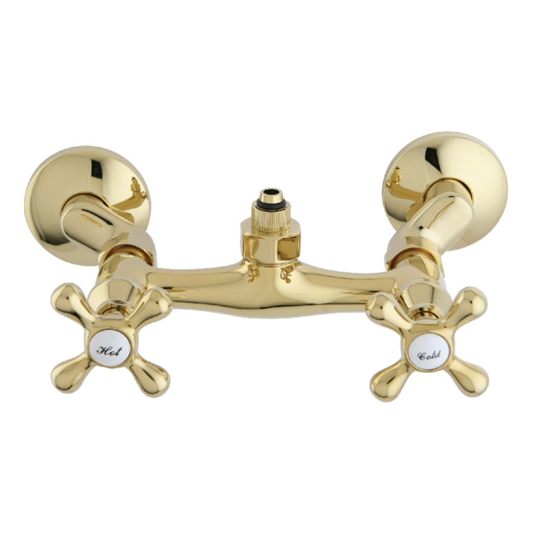 Polished Brass Vintage Wall-Mount Tub Filler Faucet