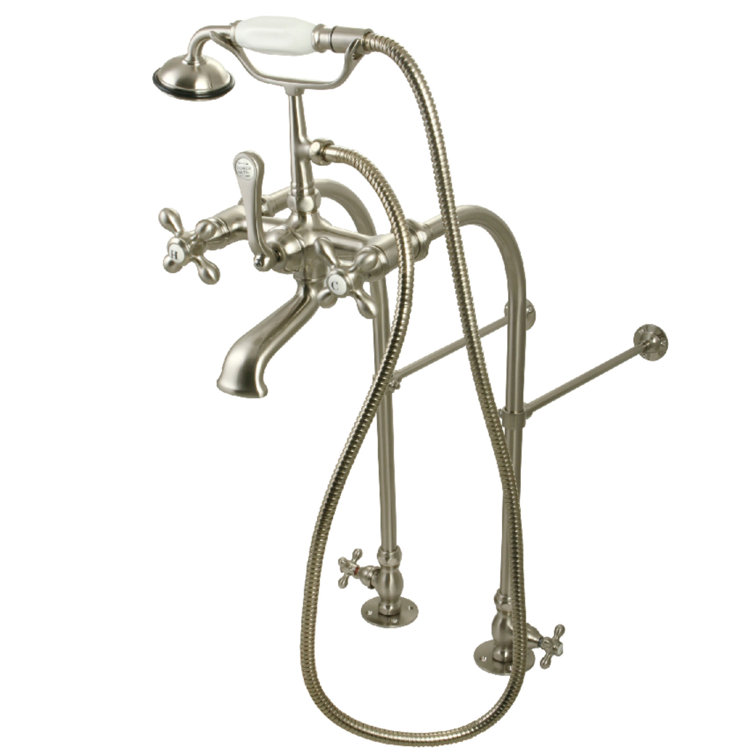 Brushed Nickel Vintage Freestanding Clawfoot Tub Faucet with Hand Shower