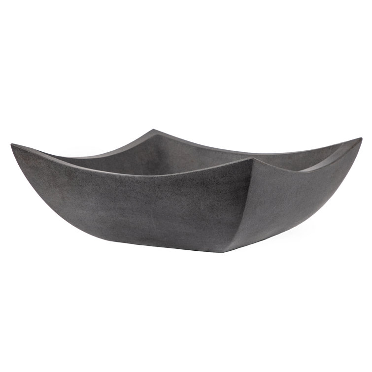 Honed Black Lava Stone Square Vessel Sink, 15.5"