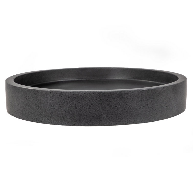 Sleek Honed Black Lava Stone 18'' Circular Vessel Bathroom Sink