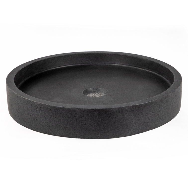 Sleek Honed Black Lava Stone 18'' Circular Vessel Bathroom Sink