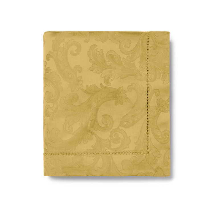Gold Cotton Jacquard-Woven Floral Table Runner, 72" x 15"