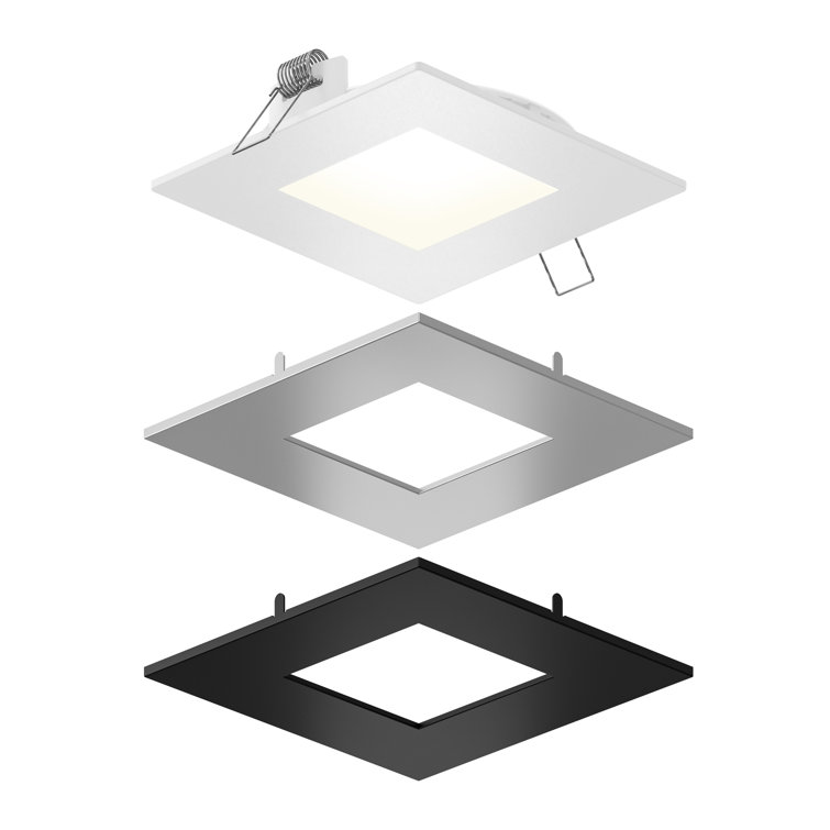 Modern Black and Satin Nickel Square LED Recessed Light Kit