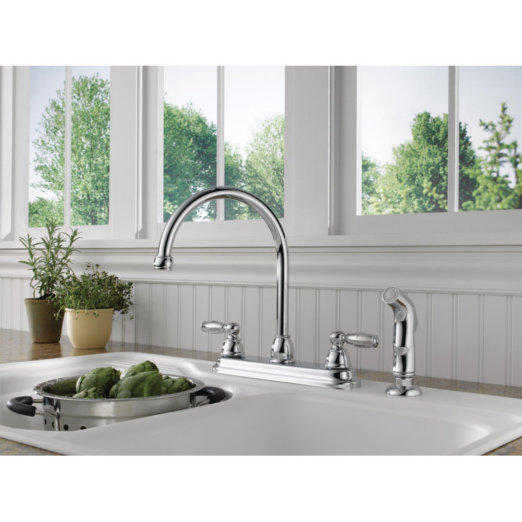 Chrome Two Handle Kitchen Faucet with Side Sprayer