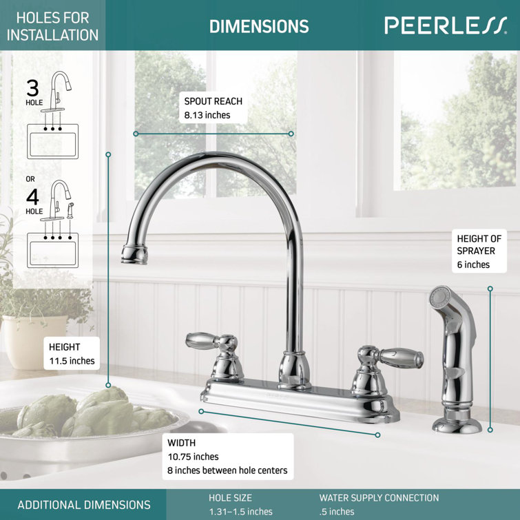 Chrome Two Handle Kitchen Faucet with Side Sprayer