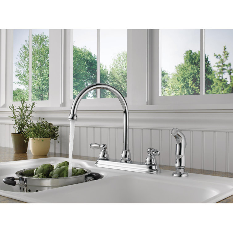 Chrome Two Handle Kitchen Faucet with Side Sprayer
