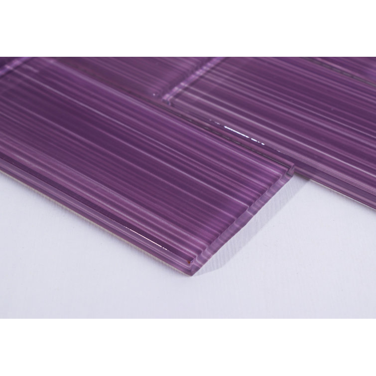 Hand Painted Violet Glass Subway Wall Tile for Bathroom