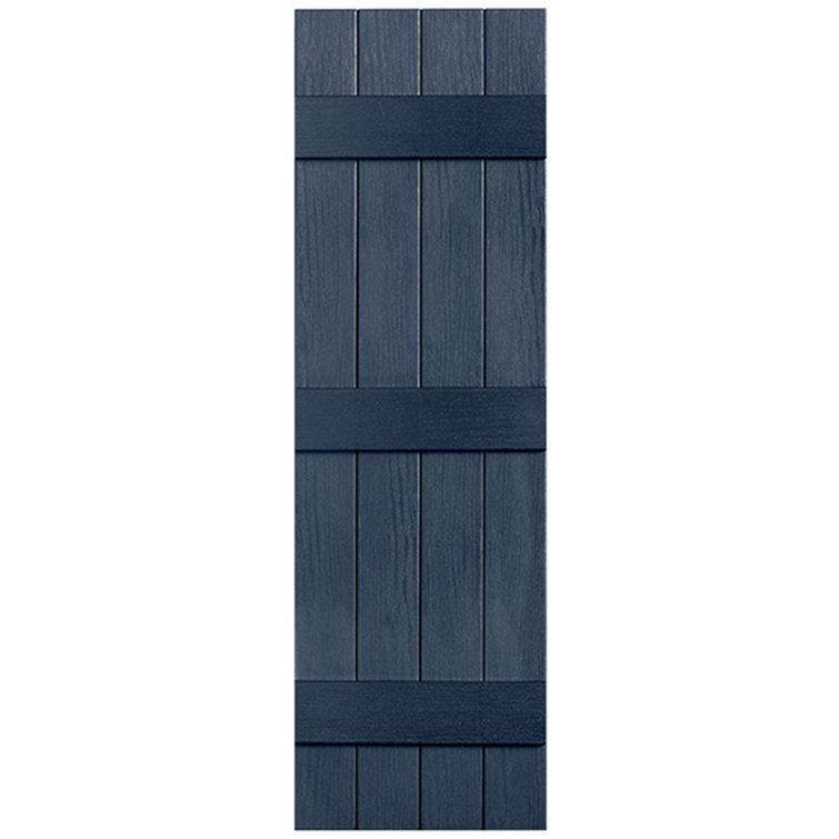 Alpha Blue Vinyl Board and Batten Exterior Shutters (Set of 2)