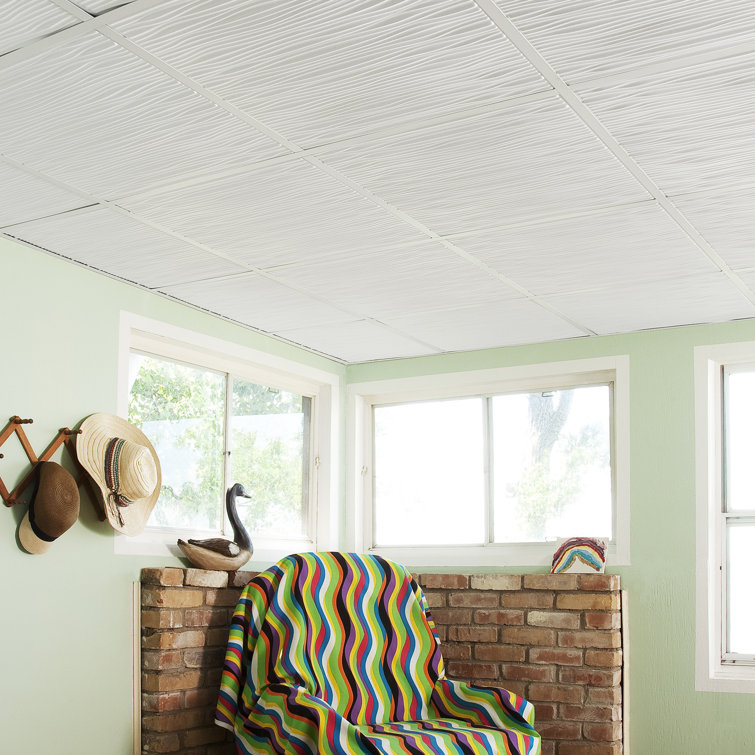 23.75'' White Textured Vinyl Drop-In Ceiling Tile