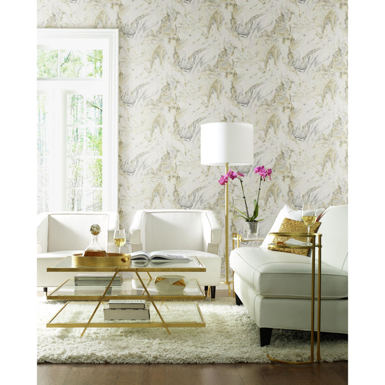 White Black and Gold Marble Pattern Wallpaper