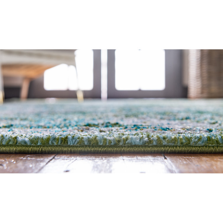 Green Abstract Pattern Square Indoor Rug