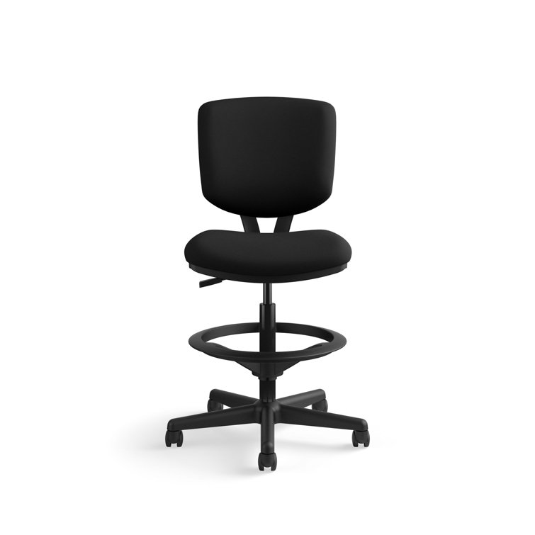 Adjustable 360 Swivel Black Polyester Task Chair with Footrest