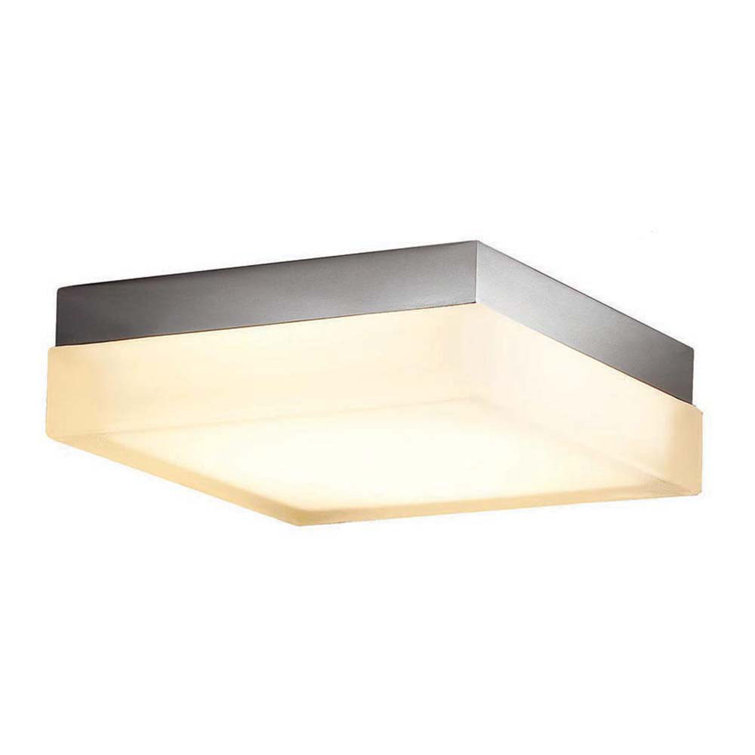 Brushed Nickel 6" Square LED Flush Mount with Opal Glass