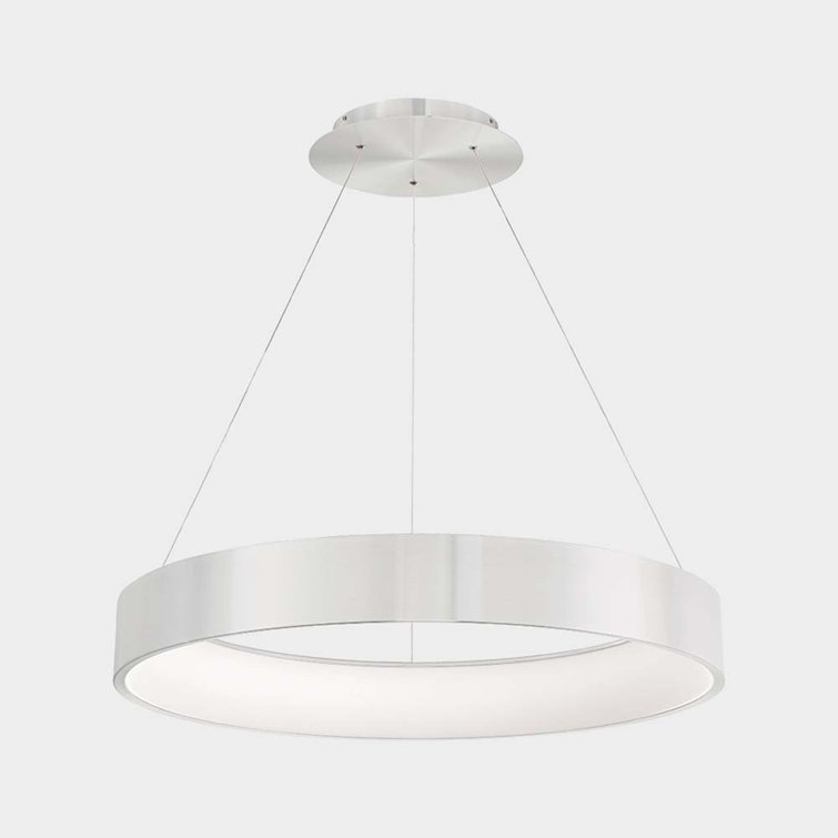 Corso Brushed Aluminum 18" LED Drum Pendant with Frosted Diffuser