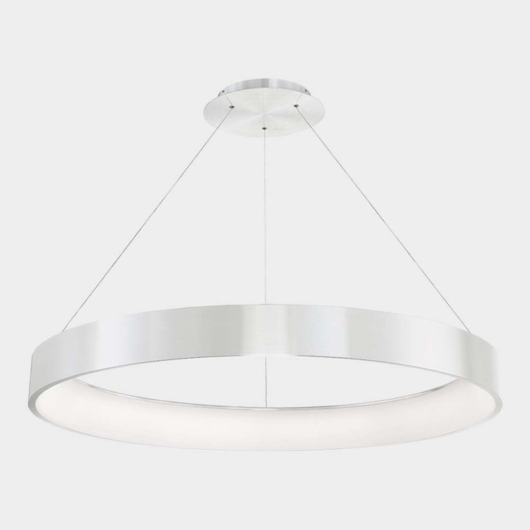 Corso Brushed Aluminum 18" LED Drum Pendant with Frosted Diffuser