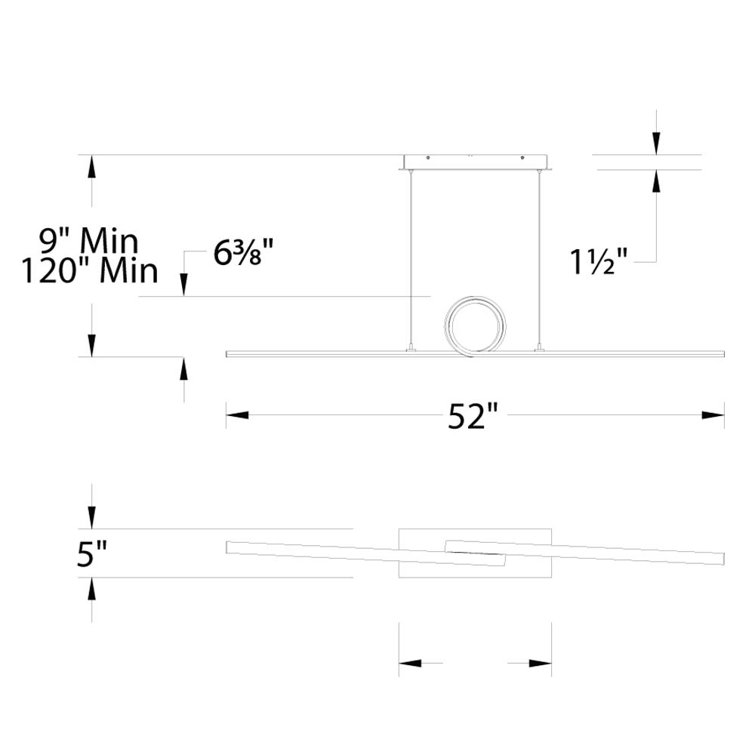 Elegant Loophole 52" LED Black Aluminum Indoor/Outdoor Pendant