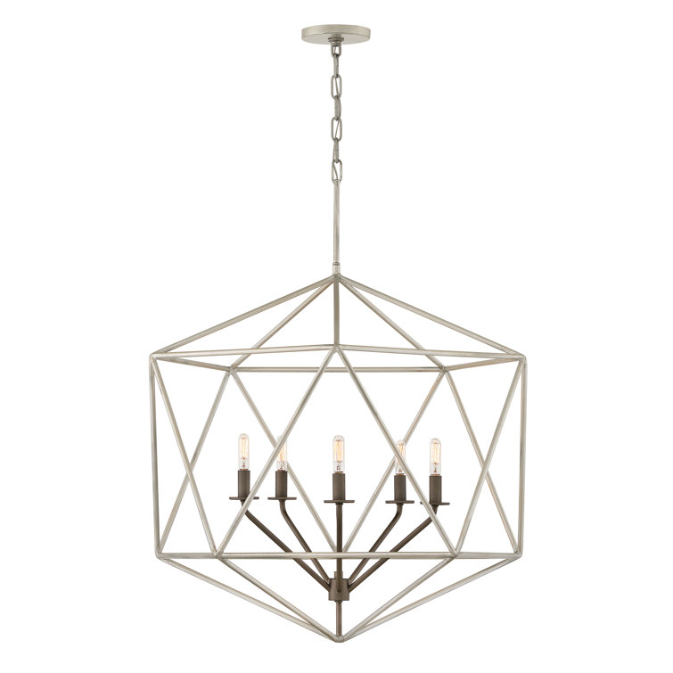 Astrid Bronze Cage Chandelier with Glacial Finish 28"x34.25"
