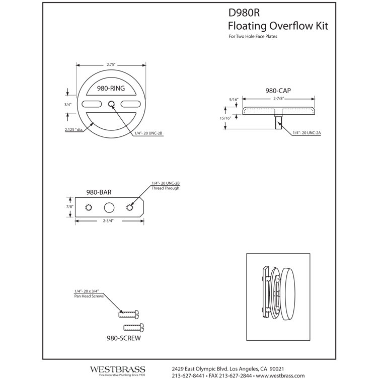 Polished Chrome No-Hole Overflow Faceplate Assembly