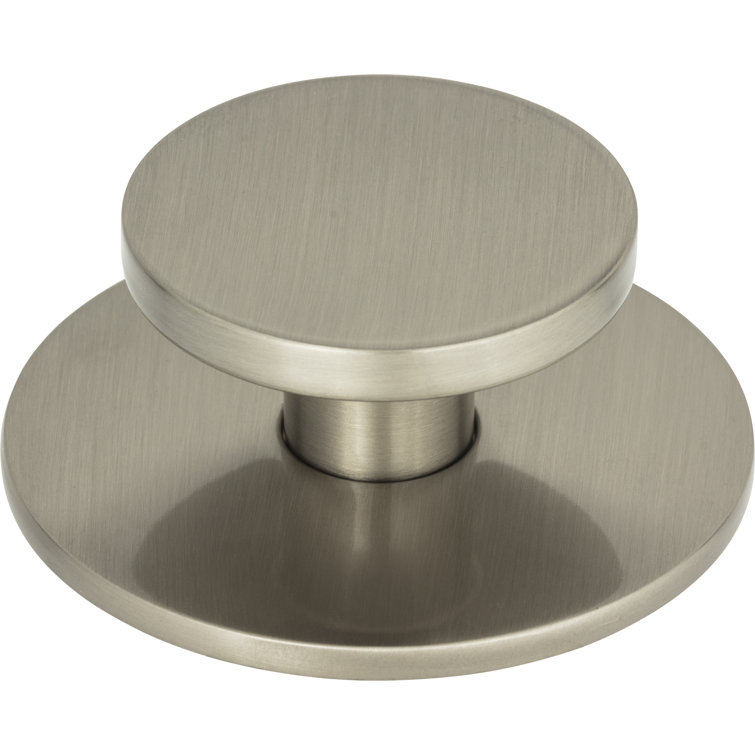 Brushed Nickel Round Cabinet Knob with Backplate