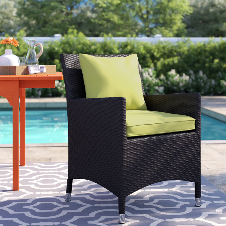 Espresso Peridot Wicker Rattan Outdoor Patio Armchair with Cushions
