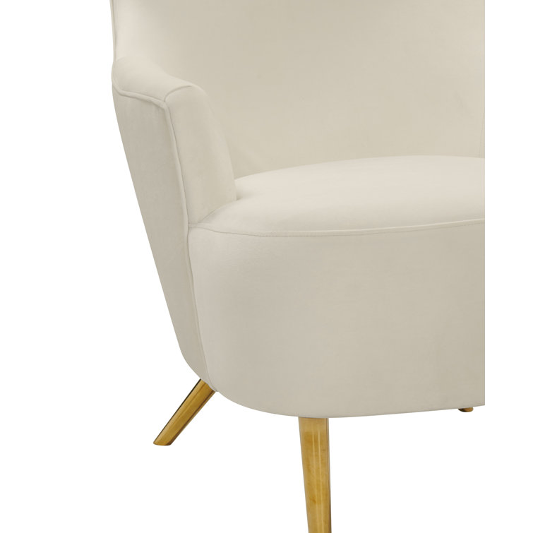 Cream Velvet Barrel Accent Chair with Manufactured Wood Frame
