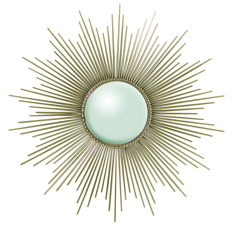 Elegant Round Sunburst Wall Mirror in Nickel Finish