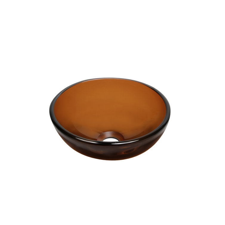 12-Inch Brown Tempered Glass Circular Vessel Sink