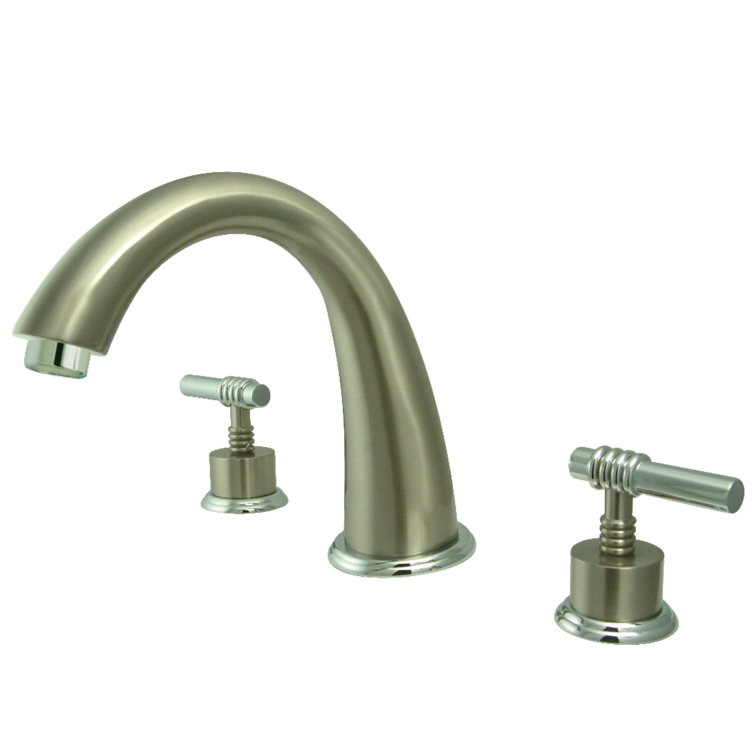 Milano Brushed Nickel and Chrome Roman Tub Faucet