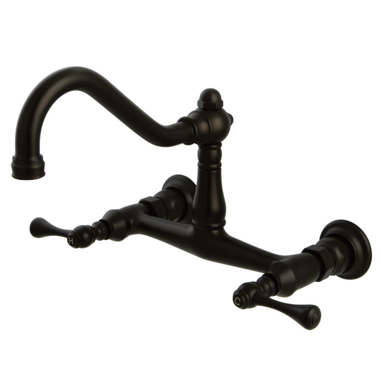Elegant Vintage 8" Wall Mount Bathroom Faucet in Oil Rubbed Bronze