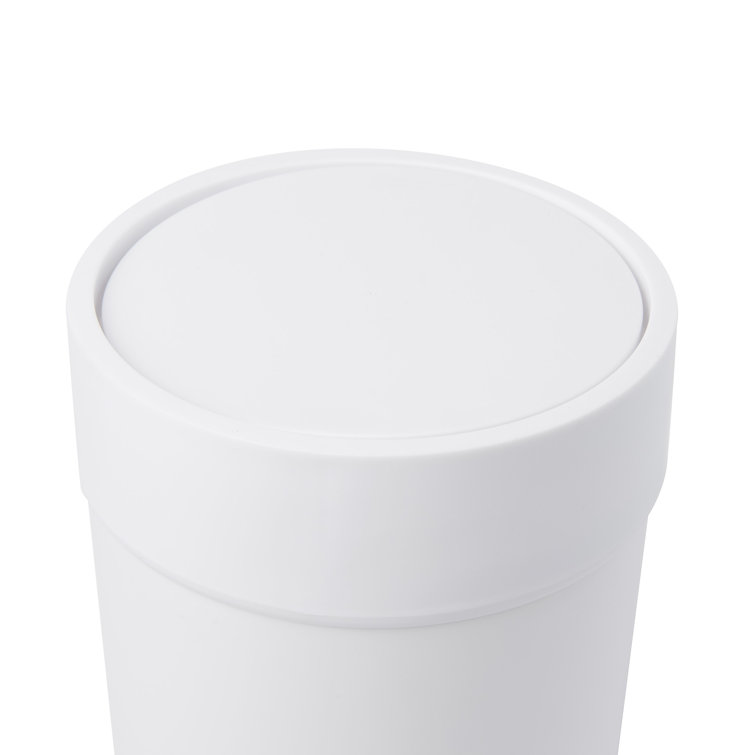 Sleek 1.6 Gallon White Plastic Swing-Top Waste Bin