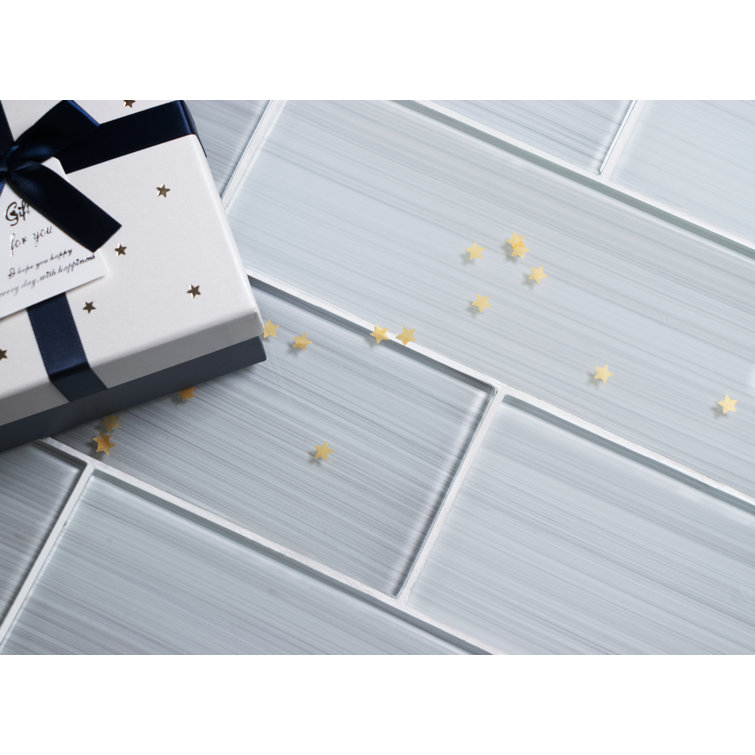 White Hand Painted 4" x 12" Glass Subway Tile
