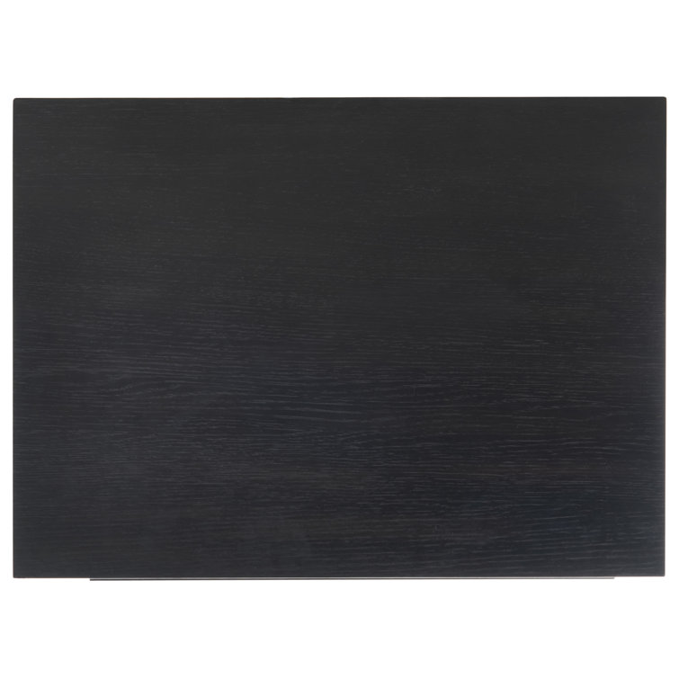Black Geometric 2-Drawer Solid Wood Nightstand