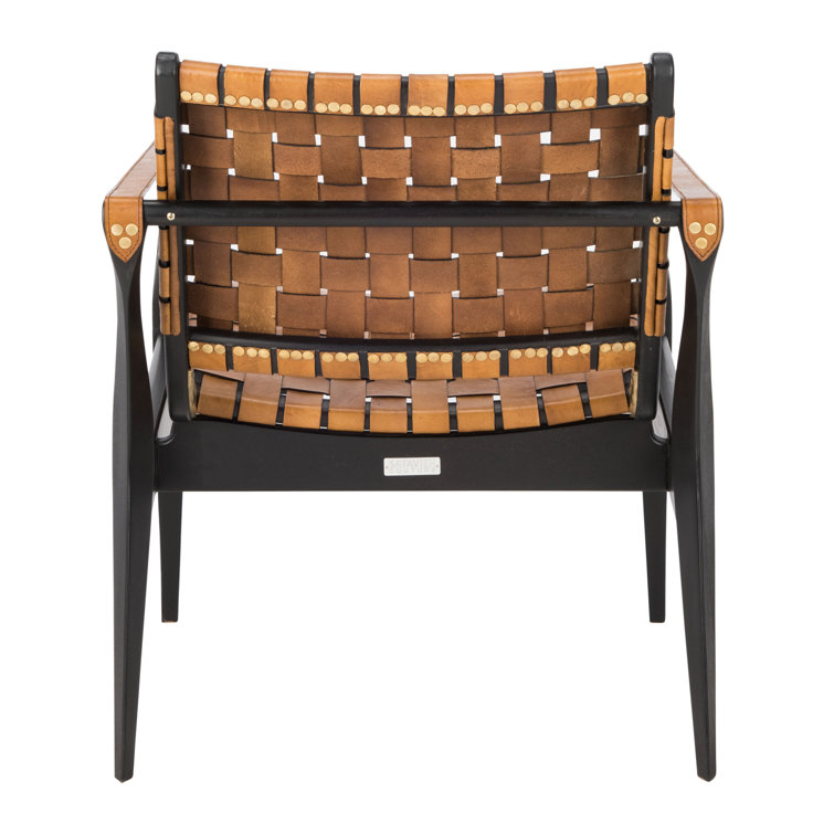 Light Brown Mahogany and Leather Safari Armchair